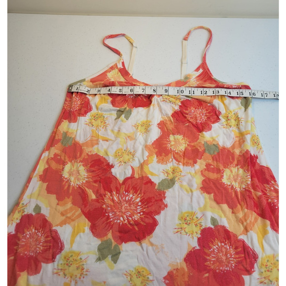 Ambrielle Orange Floral V-Neck Cami Chemise Slip Nightgown Medium - Picture 3 of 6